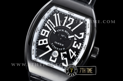 Franck Muller Vanguard V45 Series Black Textured Dial with Lume Numeral Markers Thick PVD Coated Bezel And Case