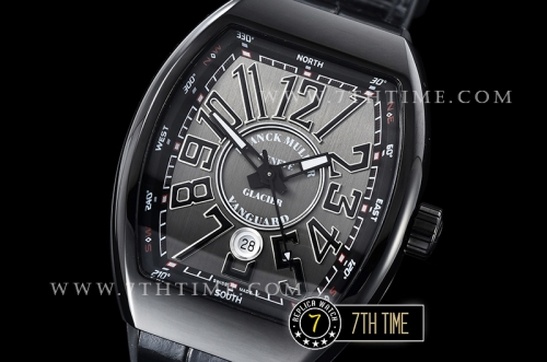 Franck Muller Vanguard V45 Series Silver Grey Textured Dial with Numeral Markers PVD Coated Bezel And Case