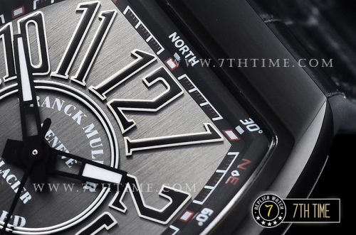 Franck Muller Vanguard V45 Series Silver Grey Textured Dial with Numeral Markers PVD Coated Bezel And Case