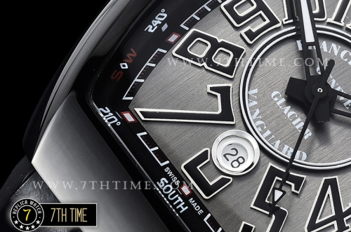 Franck Muller Vanguard V45 Series Silver Grey Textured Dial with Numeral Markers PVD Coated Bezel And Case