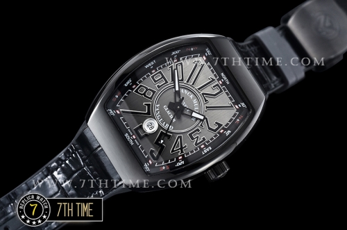 Franck Muller Vanguard V45 Series Silver Grey Textured Dial with Numeral Markers PVD Coated Bezel And Case