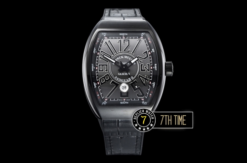 Franck Muller Vanguard V45 Series Silver Grey Textured Dial with Numeral Markers PVD Coated Bezel And Case