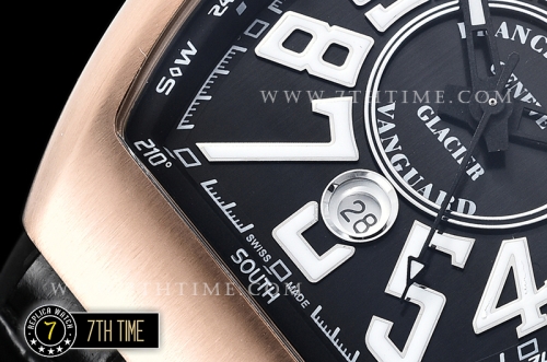 Franck Muller Vanguard V45 Series Black Textured Dial with Lume Numeral Markers 18K Rose Gold Thick Plated Bezel And Case