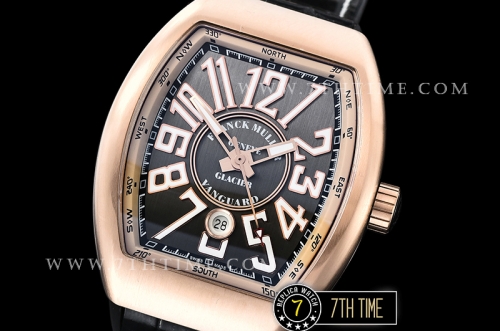 Franck Muller Vanguard V45 Series  Silver Grey Textured Dial with Lume Numeral Markers 18K Rose Gold Thick Plated Bezel And Case