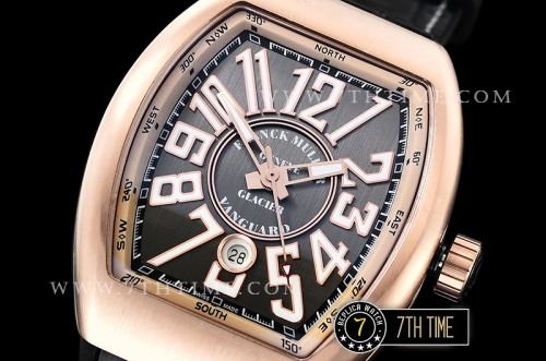 Franck Muller Vanguard V45 Series  Silver Grey Textured Dial with Lume Numeral Markers 18K Rose Gold Thick Plated Bezel And Case