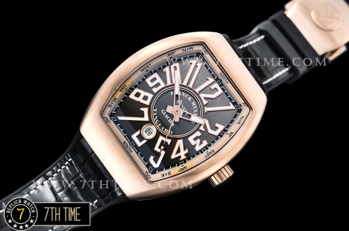 Franck Muller Vanguard V45 Series  Silver Grey Textured Dial with Lume Numeral Markers 18K Rose Gold Thick Plated Bezel And Case