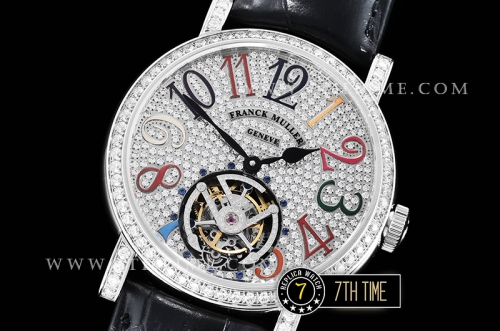 Frank Muller Ronde Color Dreams Tourbillon Diamonds Full Diamond Paved Dial with Colored Numerals