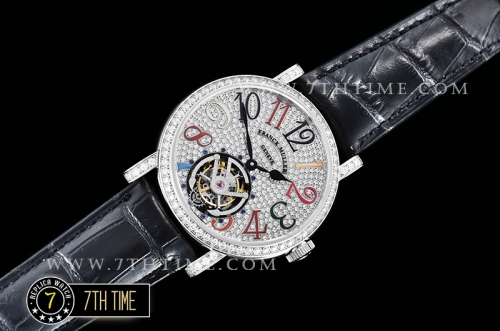 Frank Muller Ronde Color Dreams Tourbillon Diamonds Full Diamond Paved Dial with Colored Numerals