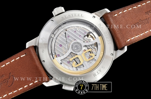 Glashutte Senator Navigator Black Dial with Numerals Leather Strap