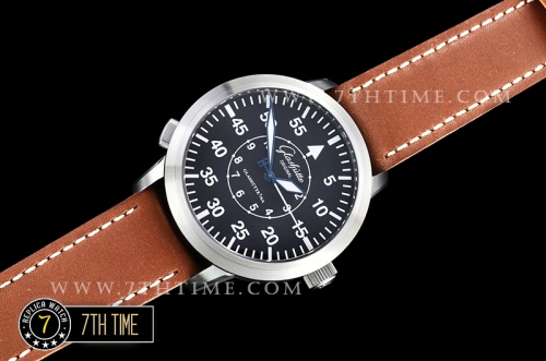 Glashutte Senator Navigator Black Dial with Numerals Leather Strap