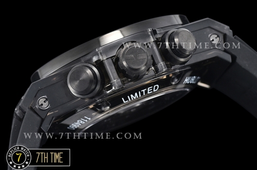 Hublot Big Bang Unico Sapphire Skeletonal Dial with Numeral Markers & Black Rehaut Baguette Rainbow Colored Gems Bezel