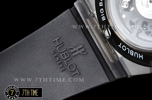 Hublot Big Bang Unico Sapphire Skeletonal Dial with Numeral Markers & Black Rehaut Baguette Rainbow Colored Gems Bezel