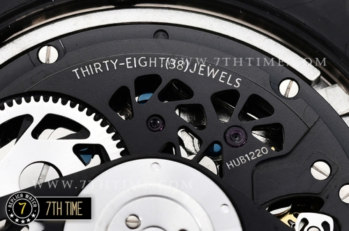 Hublot Big Bang Unico Sapphire Skeletonal Dial with Numeral Markers & Black Rehaut Baguette Rainbow Colored Gems Bezel