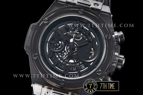 Hublot Big Bang Unico Sapphire Skeletonal Dial with Numeral Markers & Black Rehaut High Quality Plastics Transparent Bezel