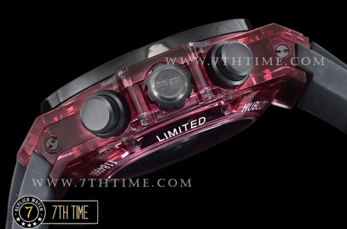 Hublot Big Bang Unico Sapphire Skeletonal Dial with Numeral Markers & Black Rehaut Baguette Red Gems Bezel