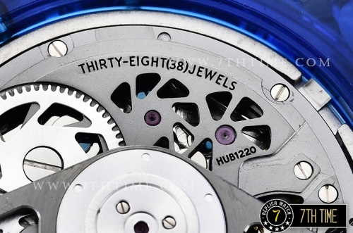 Hublot Big Bang Unico Sapphire Skeletonal Dial with Numeral Markers & Black Rehaut Baguette Blue Gems Bezel