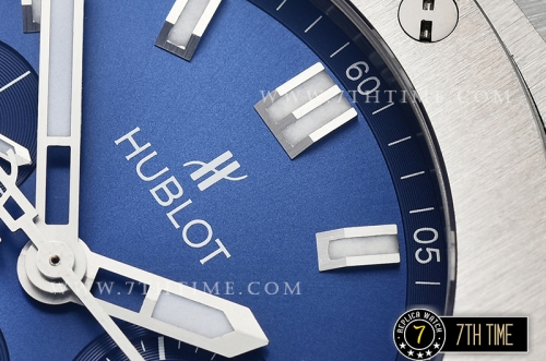 Big Bang Evolution Blue Dial with SS Stick Markers Stainless Steel Bezel Blue Gummy Leather