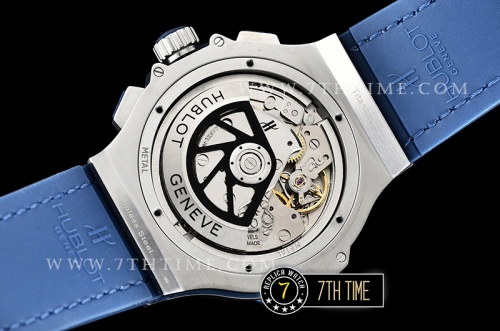 Big Bang Evolution Blue Dial with SS Stick Markers Stainless Steel Bezel Blue Gummy Leather