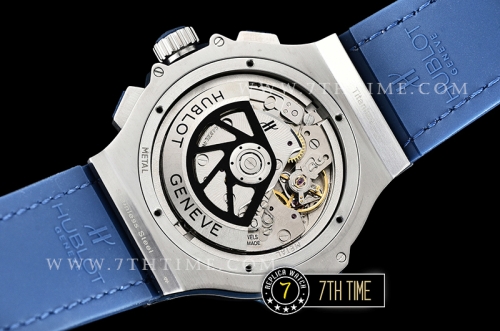 Big Bang Evolution Blue Dial with SS Stick/Numeral Markers SRound Diamonds Encrusted Bezel Blue Gummy Leather