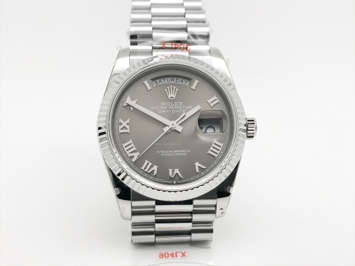 DayDate 36mm Wt 904L Flt SS/SS Grey/Rm QF VR3255