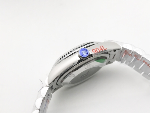 DayDate 36mm Wt 904L Flt SS/SS Grey/Stk QF VR3255