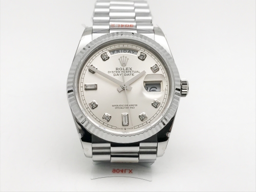 DayDate 36mm Wt 904L Flt SS/SS Silv/Dia QF VR3255