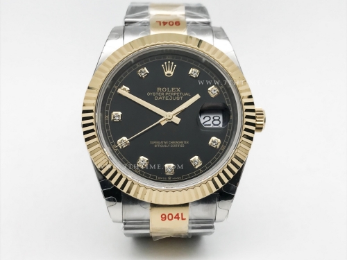 DJ2 41mm Oys Flt 904L YG/SS Blk/Dia GMF V2 VR3235