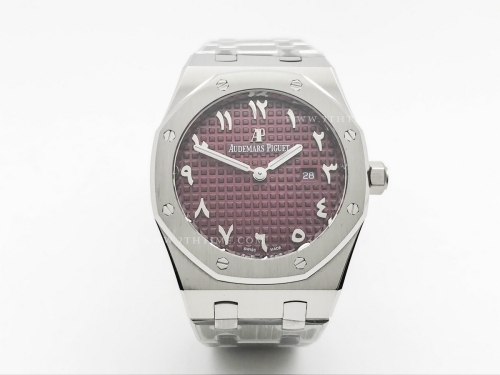 Royal Oak Ladies 67650ST 33mm SS/SS Red/Ara ZF Sw Qtz