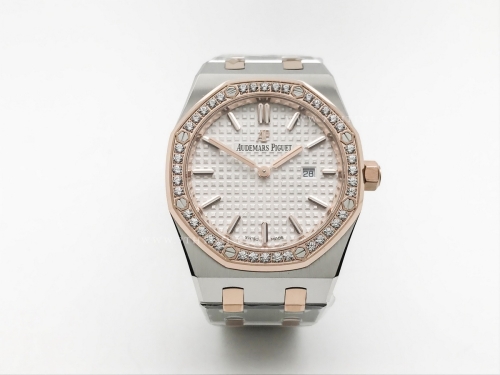 Royal Oak Ladies 67651SR Dia RG/SS Wht/Stk ZF Sw Qtz