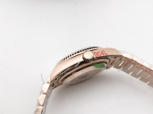 DayDate 36mm Wt 904L Flt RG/RG Grey/Dia QF VR3255