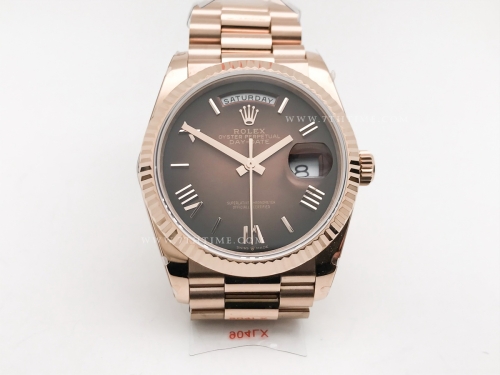 DayDate 36mm Wt 904L Flt RG/RG Brn/Rm Stk QF VR3255