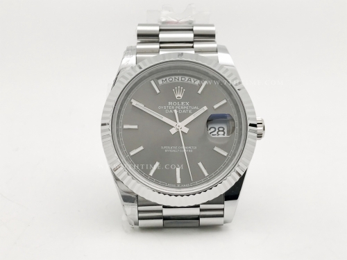 DayDate 40mm 228239 904L Flt Wt SS/SS S-Gry/Stk Noob A2836