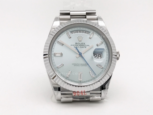 DayDate 40mm 228239 904L Flt Wt SS/SS I-Blu/Dia Noob A2836