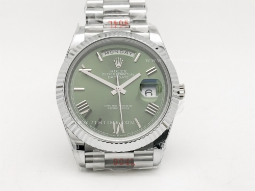 DayDate 40mm 904L Flt Wt SS/SS Green/Rm Noob A2836