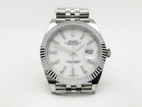 DJ2 126334 41mm Jub Flt 904L SS/SS Wht/Stk JQF VR3235