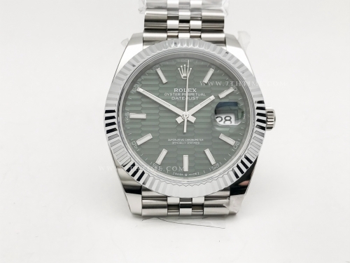 DJ2 126334 41mm Jub Flt 904L SS/SS Grn-P/Stk JQF VR3235