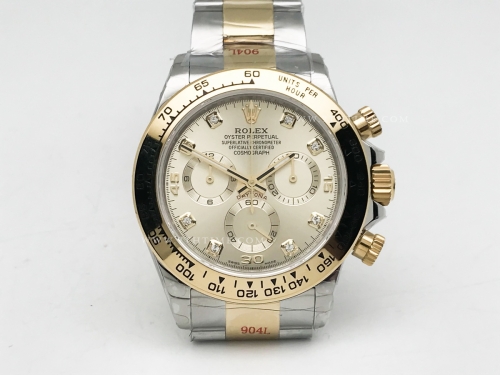 Daytona 116503 904L Wt YG/SS Gold/Dia QF SH4130