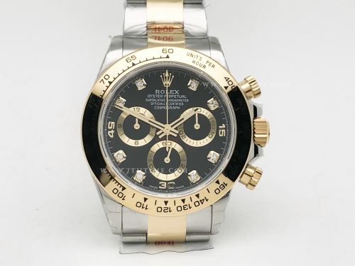 Daytona 116503 904L Wt YG/SS Blk/Dia QF SH4130