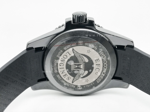 HydroConquest Mens 43mm CER/RU Black HKF Asia 2824