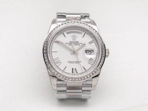 DayDate 128399TBR 36mm Wt 904L Dia SS/SS Wht/Rm GMF A2836