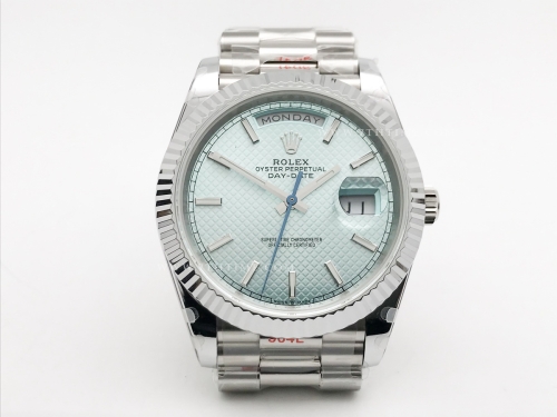 DayDate 40mm 904L Flt SS/SS L-Blue T/Stk GMF A2836