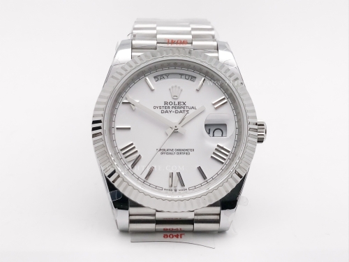 DayDate 40mm 904L Flt SS/SS Wht/Rm/Stk GMF A2836