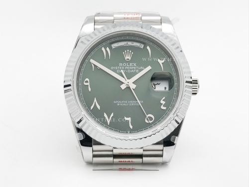 DayDate 40mm 904L Flt SS/SS Green/Ara GMF A2836