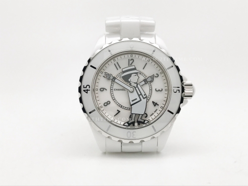 XHANEL J-12 38mm Wht Coco CER/CER Wht/Num HTF A2892