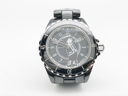 XHANEL J-12 38mm Blk Coco CER/CER Blk/Num HTF A2892