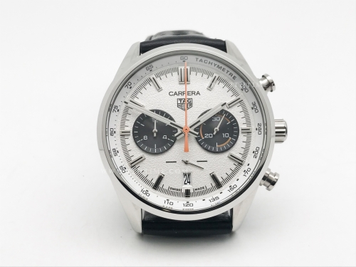 Carrera Chrono 42mm Wht SS/LE Wht/Blk A8F VK63A