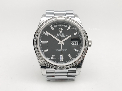 DayDate 40mm 904L B.Dia SS/SS Blk/B.Dia GMF A2836