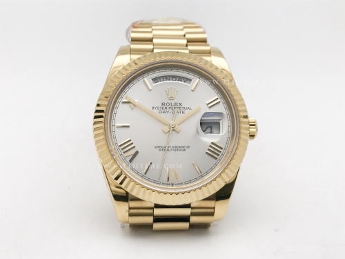 DayDate 40mm 228238 904L Flt Wt YG/YG Silv/Rm KF VR3255