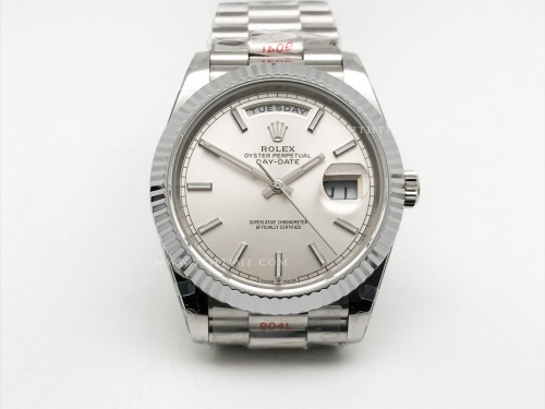 DayDate 40mm 904L Flt SS/SS Silv/Stk GMF VR3255