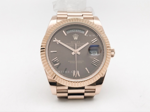 DayDate 40mm 228235 904L Flt Wt RG/RG Brwn/Rm KF VR3255